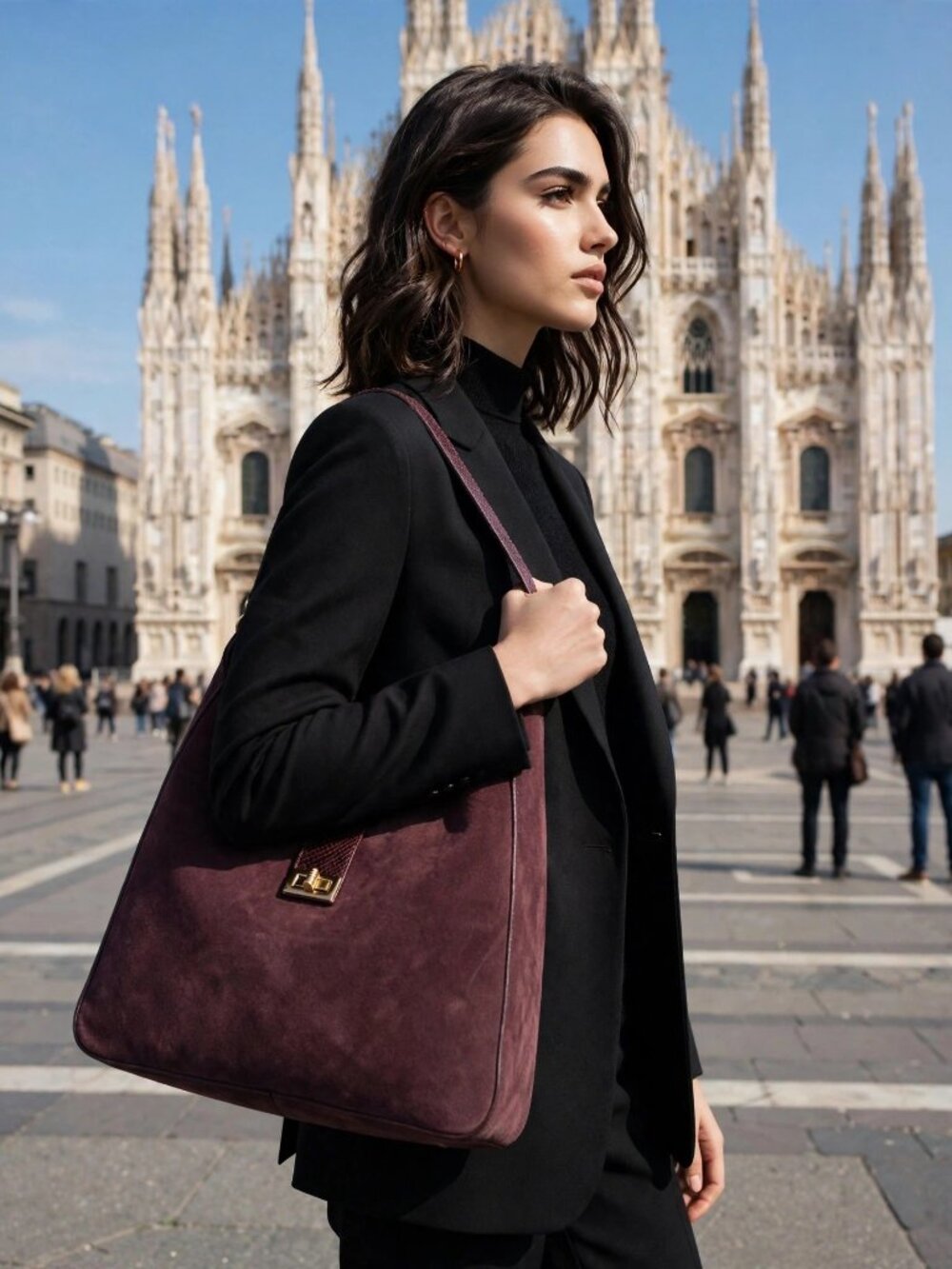 Viola Castellani burgundy  Leather  Shoulder  Bag NWT